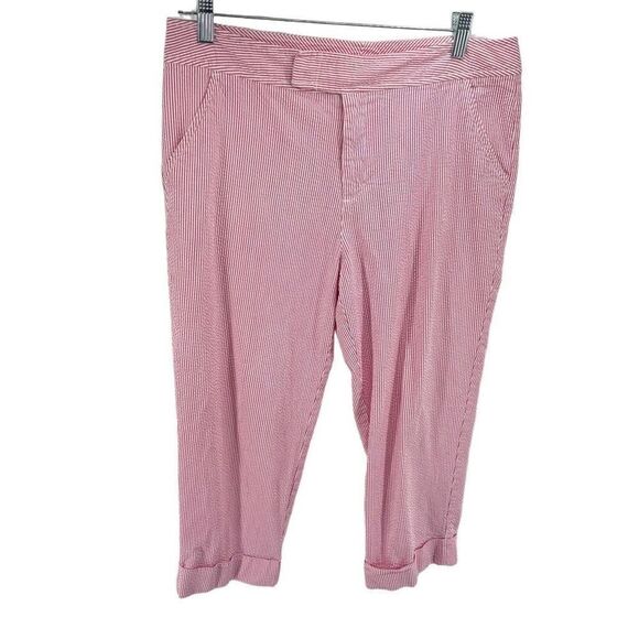 Cato Womens Capri Pants Striped Cropped Stretch Barbiecore Hot Pink Size 12 - Picture 1 of 11